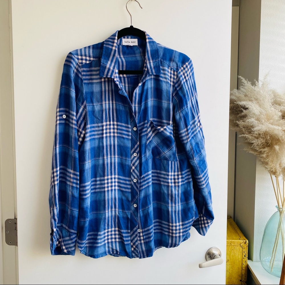 Bella Dahl Plaid Button Down Shirt - Blue